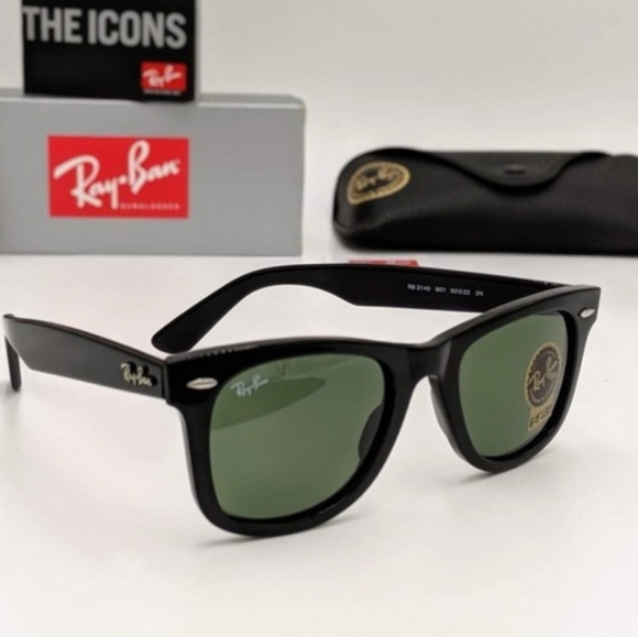 LIKE NEW Ray-Ban Wayfarer Black RB2140 Men /Women Sunglasses - Picture 2 of 16